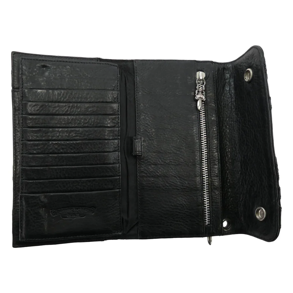 CHROME HEARTS クロムハーツ（原本無） CROSS PATCH WAVE WALLET セメタリークロスパッチ ウェーブ ウォレット 長財布 ブラック系【中古】 - Image 4