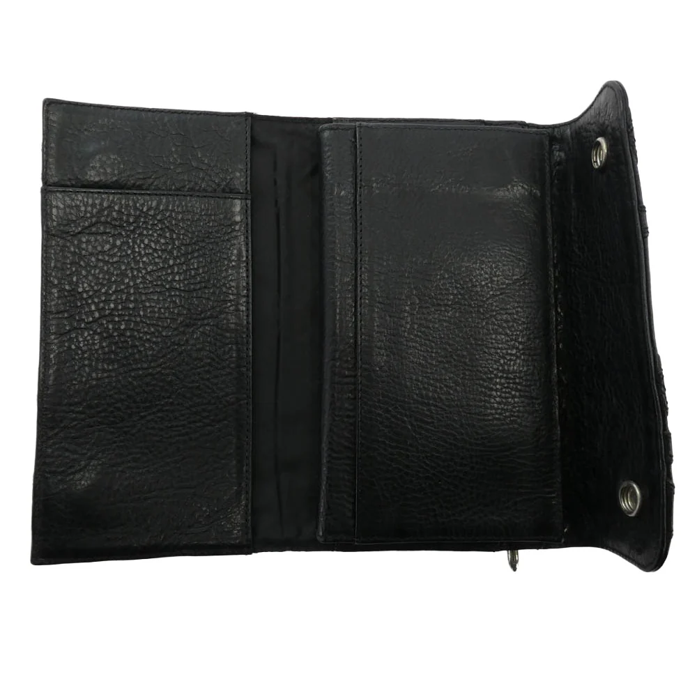 CHROME HEARTS クロムハーツ（原本無） CROSS PATCH WAVE WALLET セメタリークロスパッチ ウェーブ ウォレット 長財布 ブラック系【中古】 - Image 5
