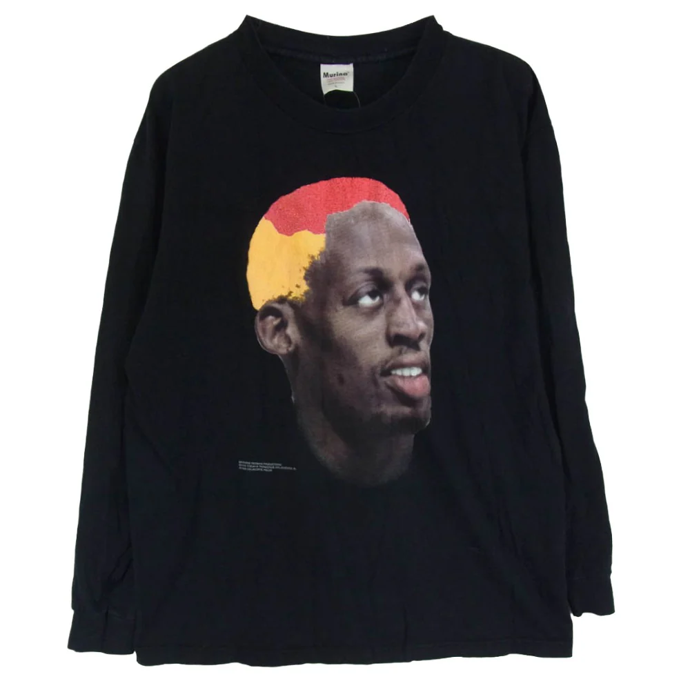 ヴィンテージ 90s Dennis Rodman デニス ロッドマン プリント ロンT 長袖Tシャツ カットソー MURINA ブラック系 L【中古】