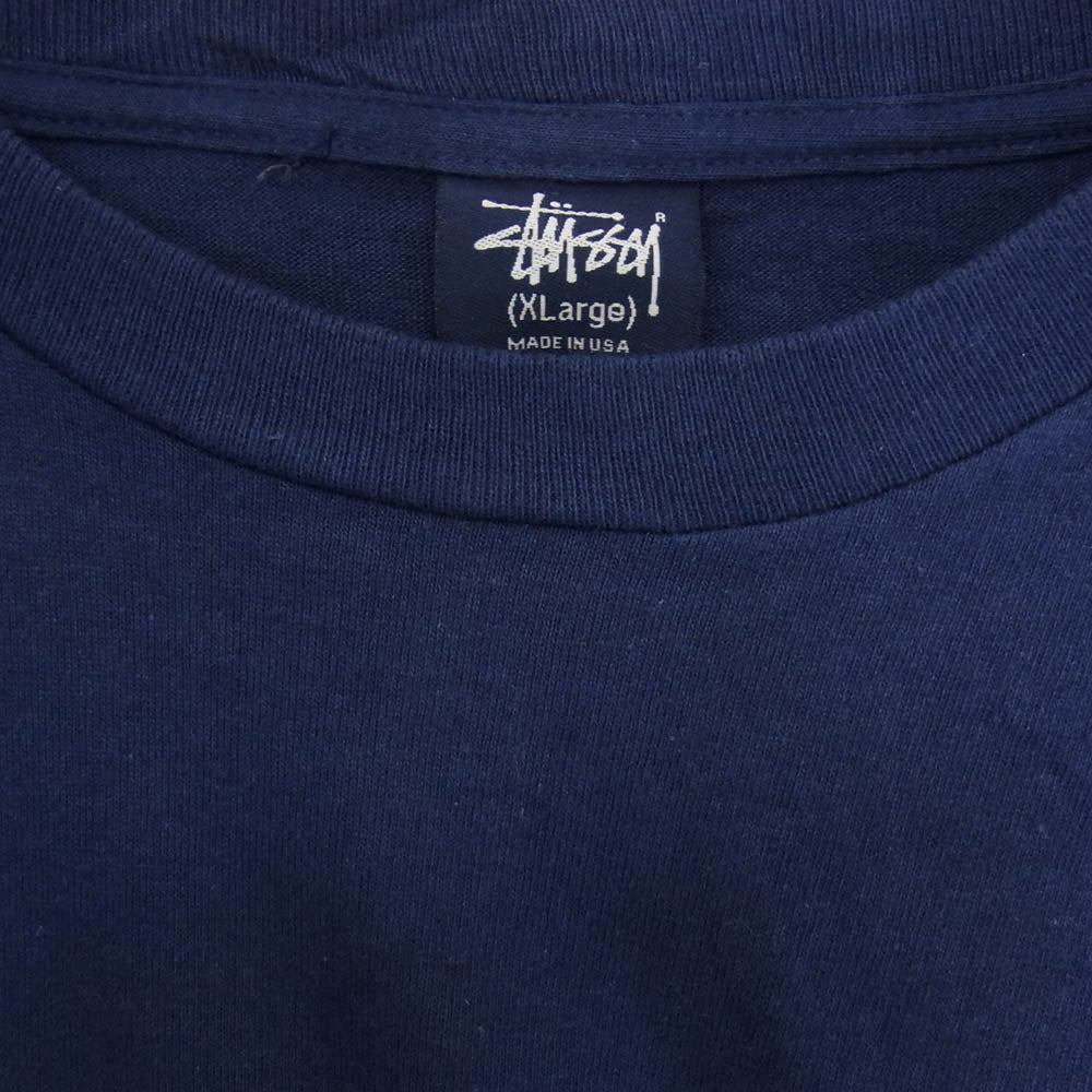 STUSSY ステューシー 90s 紺タグ USA製 オールド customade カスタメイド digi skull ドット スカル プリント Tシャツ ネイビー系 XL【中古】 - Image 3