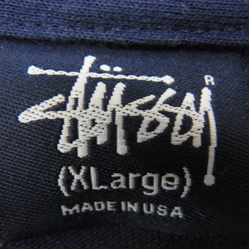 STUSSY ステューシー 90s 紺タグ USA製 オールド customade カスタメイド digi skull ドット スカル プリント Tシャツ ネイビー系 XL【中古】 - Image 4