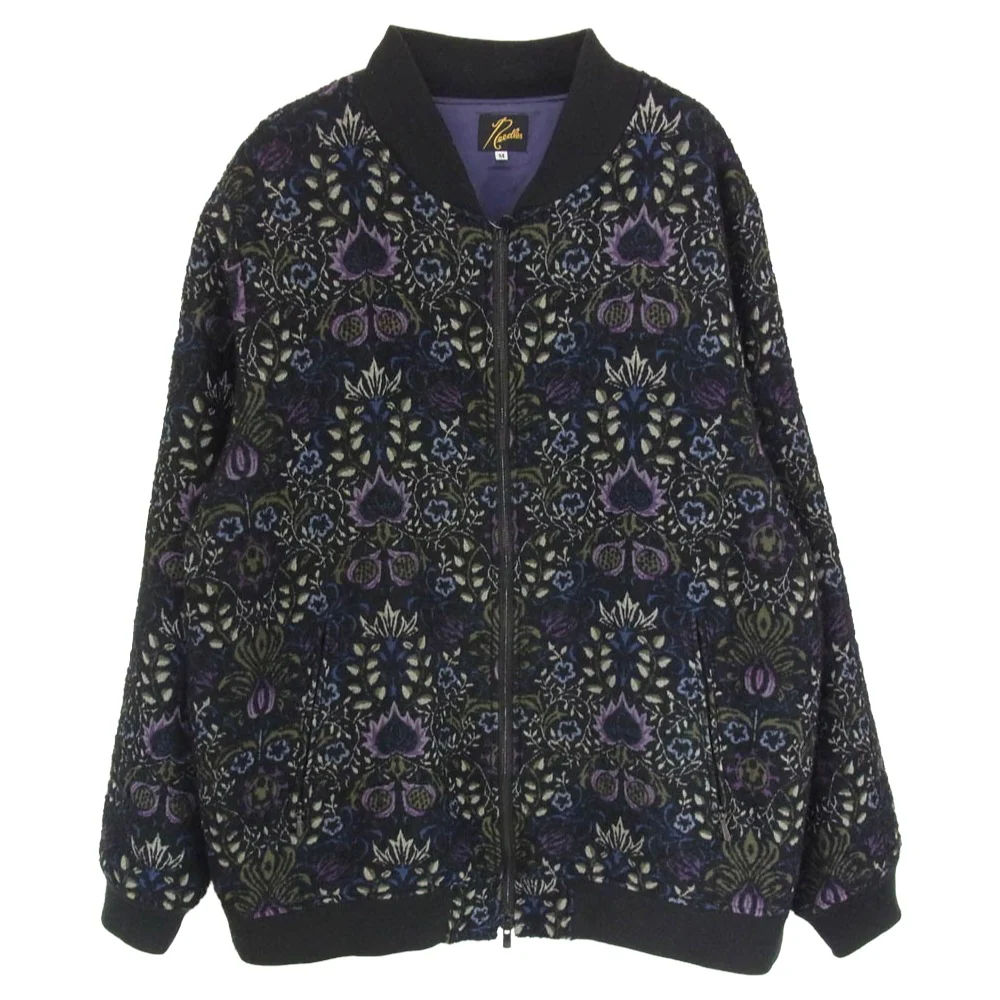 Needles ニードルス 21AW J0118 B.B.JACKET GOBELIN ジャガード ジップアップ ゴブラン織り ペイズリー ベースボール ジャケット ブルゾン ブラック系 M【中古】