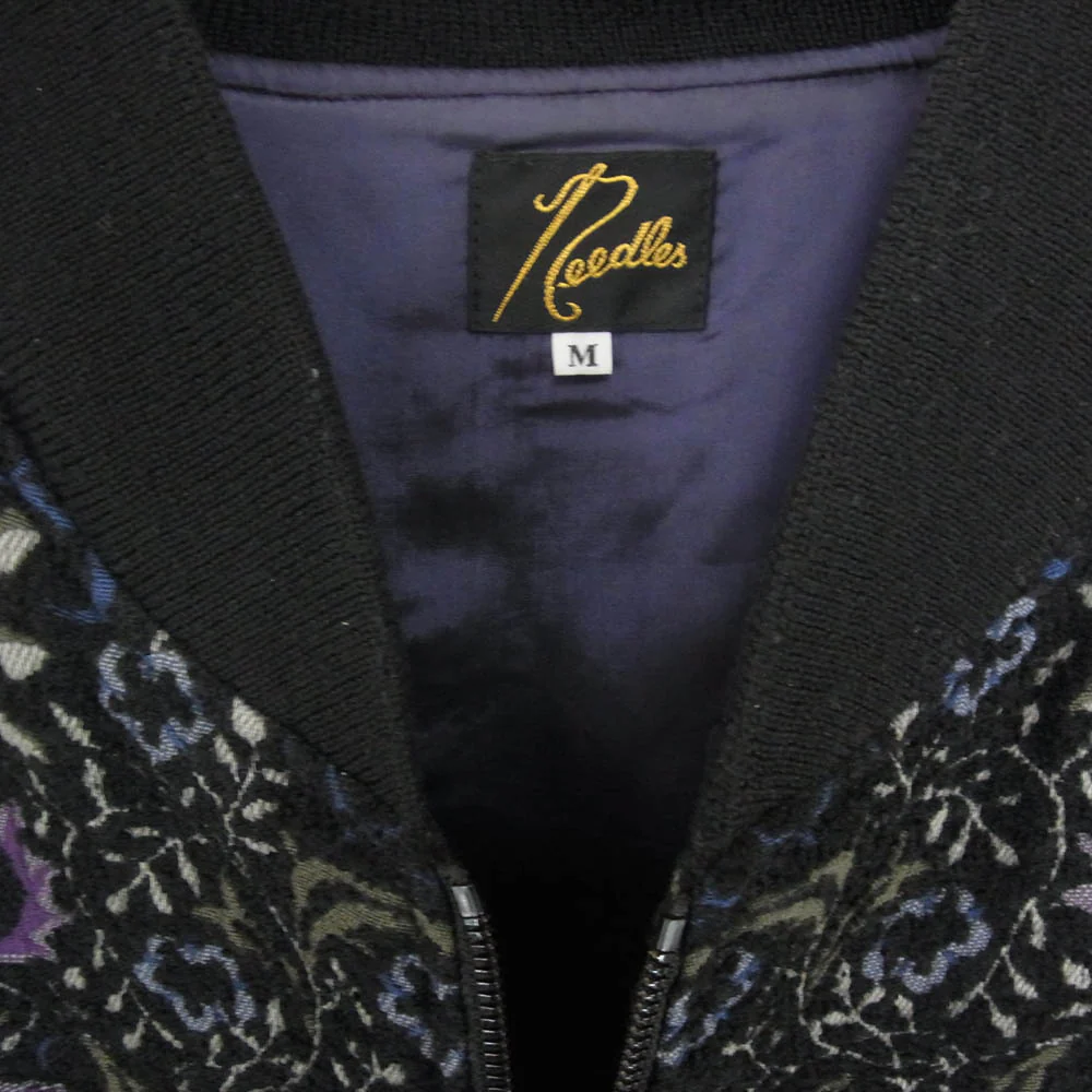 Needles ニードルス 21AW J0118 B.B.JACKET GOBELIN ジャガード ジップアップ ゴブラン織り ペイズリー ベースボール ジャケット ブルゾン ブラック系 M【中古】 - Image 3