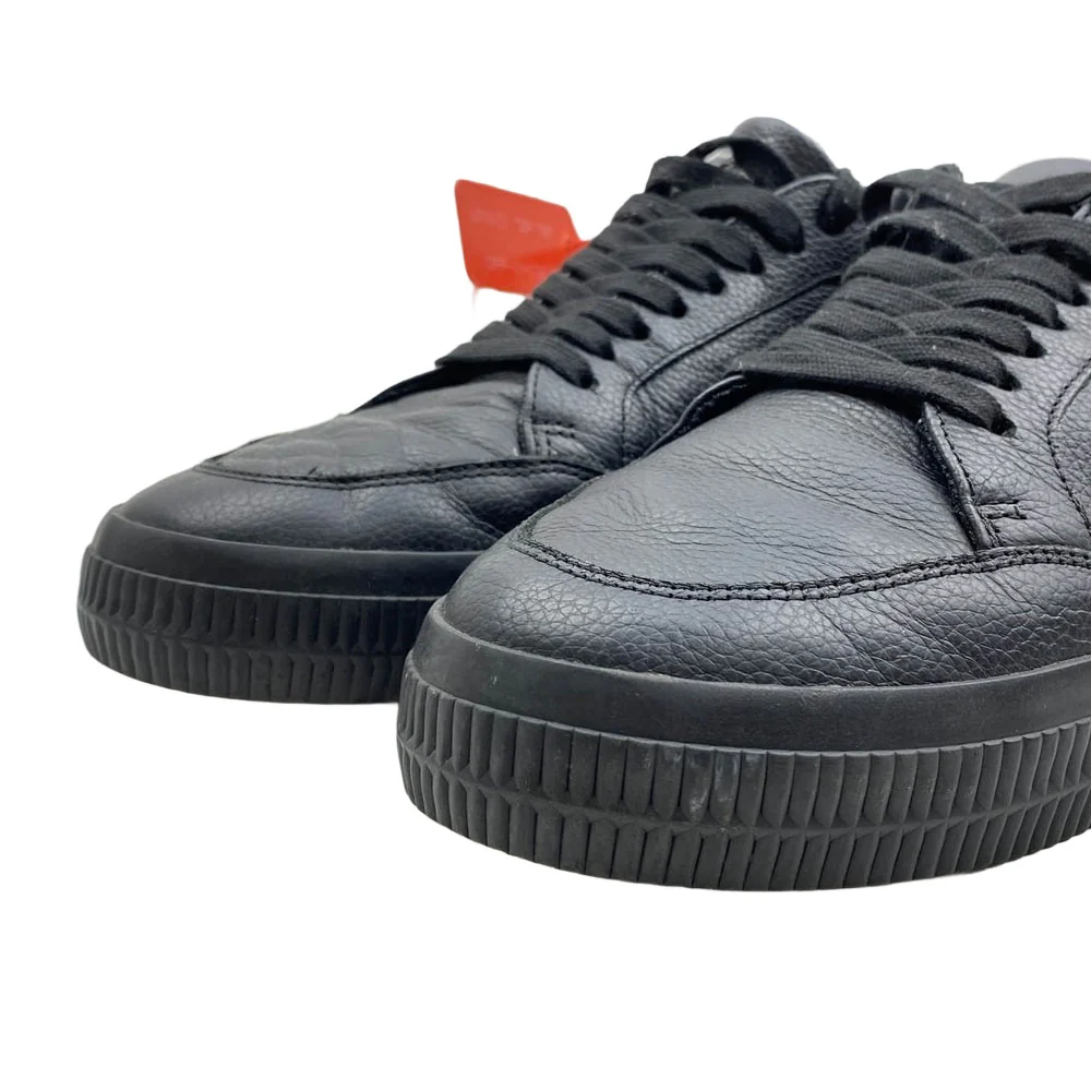 OFF-WHITE オフホワイト 19AW OMIA085F19D680011001 LOW VULCANIZED Black Leather タグ付き バルカナイズド アローロゴワッペン ローカット スニーカー シューズ ブラック系 42【中古】 - Image 4