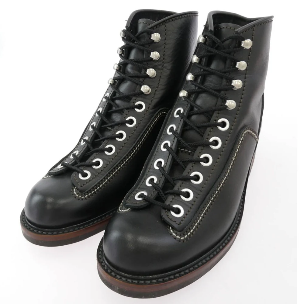 LONE WOLF ロンウルフ F01615 CARPENTER カーペンター レザー カウハイド ブーツ ブラック系 US7.5【美品】【中古】