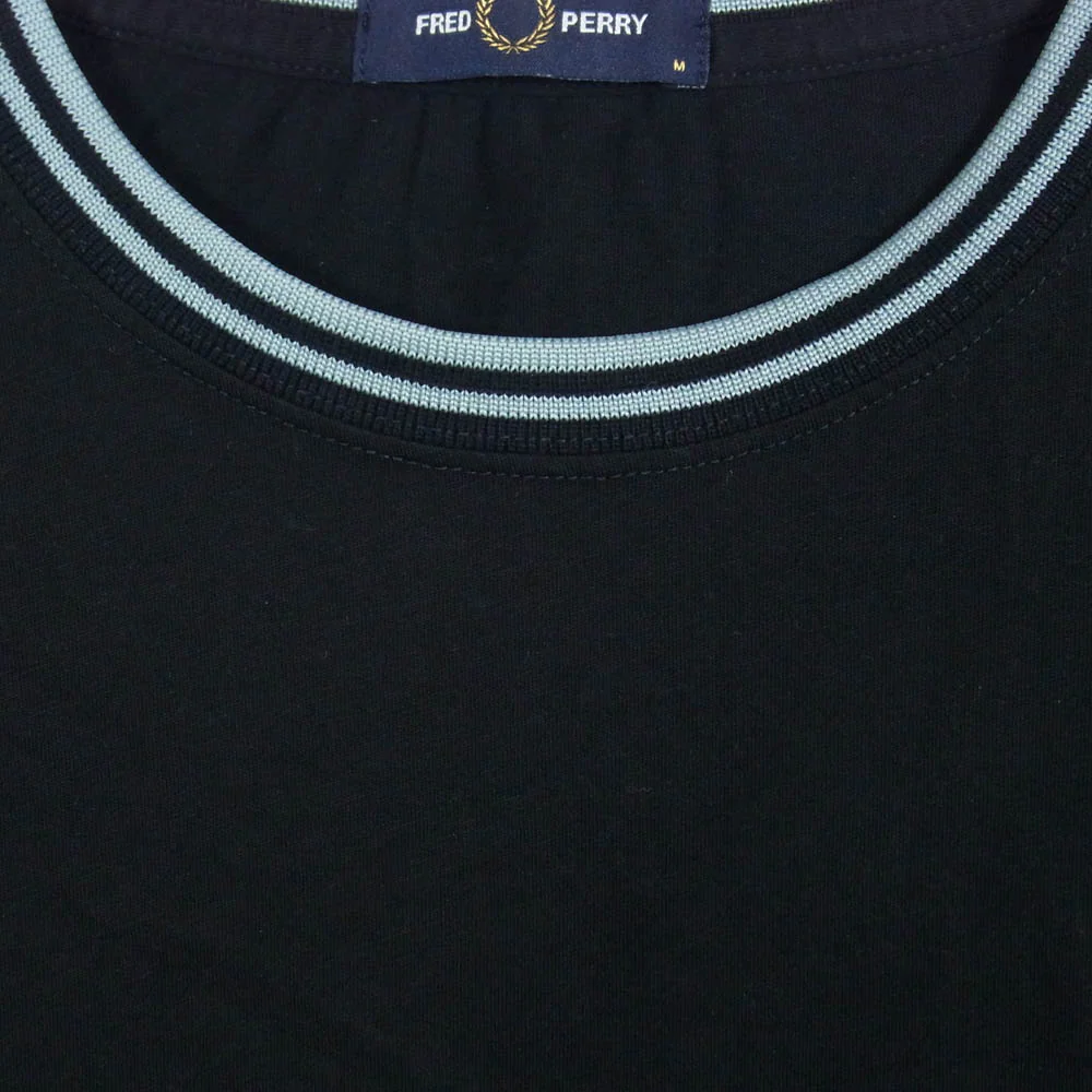 FRED PERRY フレッドペリー M1588 TWIN TIPPED T SHIRT ツイン ティップ ライン コットン 半袖 クルーネック Tシャツ ブラック系 M【中古】 - Image 3