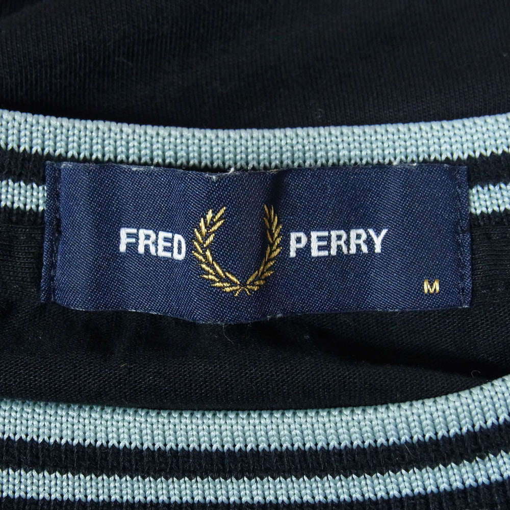 FRED PERRY フレッドペリー M1588 TWIN TIPPED T SHIRT ツイン ティップ ライン コットン 半袖 クルーネック Tシャツ ブラック系 M【中古】 - Image 4