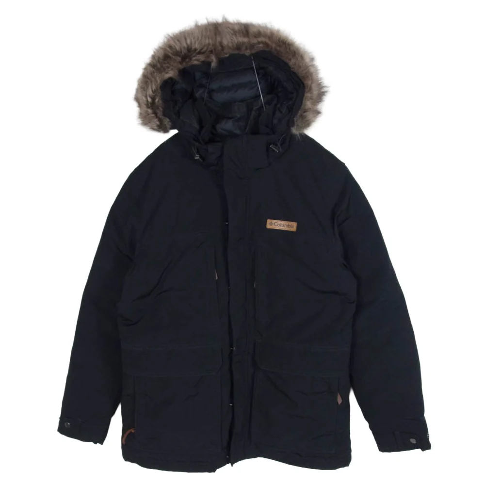 Columbia コロンビア 222 WE1250 牛革 ワッペン付 ファー着脱可 中綿 ジャケット アウター ブラック系 L【中古】
