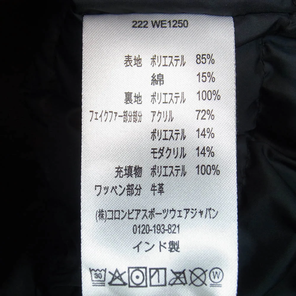 Columbia コロンビア 222 WE1250 牛革 ワッペン付 ファー着脱可 中綿 ジャケット アウター ブラック系 L【中古】 - Image 6