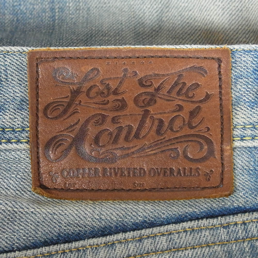 LOST CONTROL ロストコントロール DP-54 ダメージ ウォッシュ 加工 テーパード デニム インディゴブルー系 表記無し【中古】 - Image 4