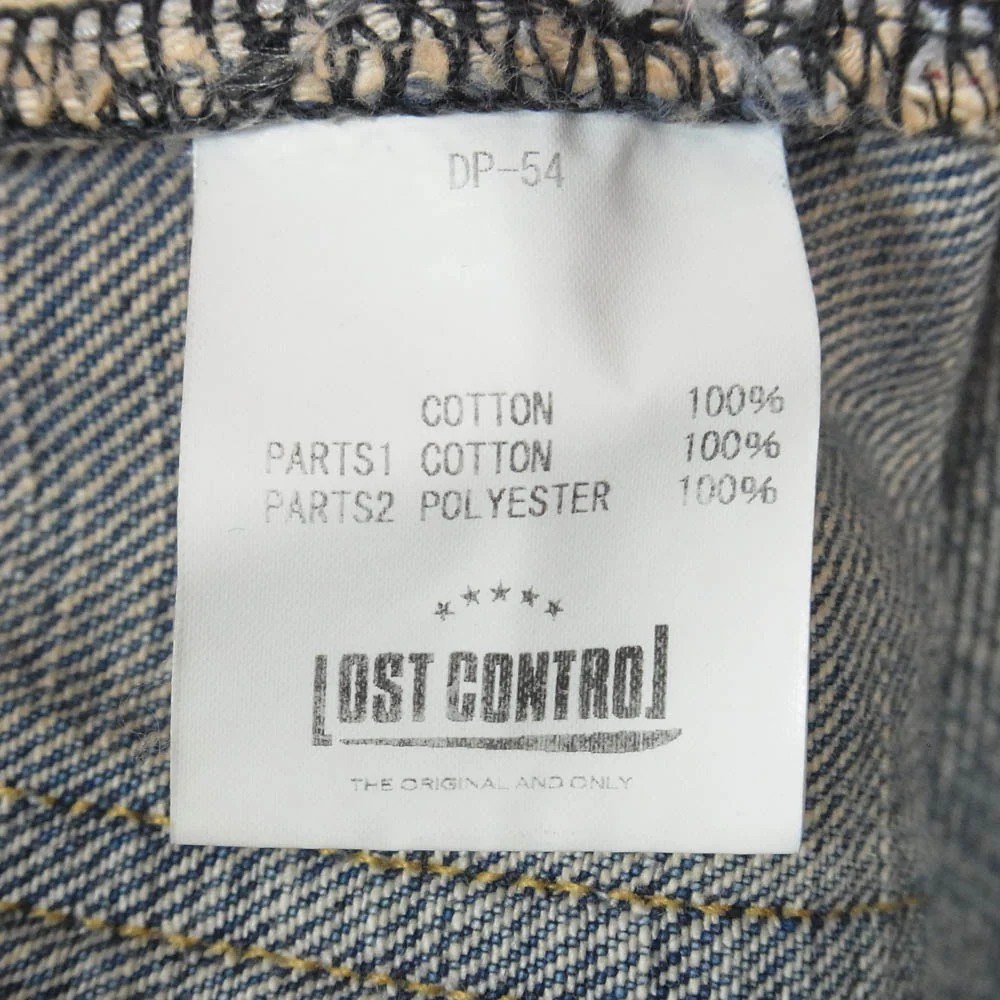 LOST CONTROL ロストコントロール DP-54 ダメージ ウォッシュ 加工 テーパード デニム インディゴブルー系 表記無し【中古】 - Image 5