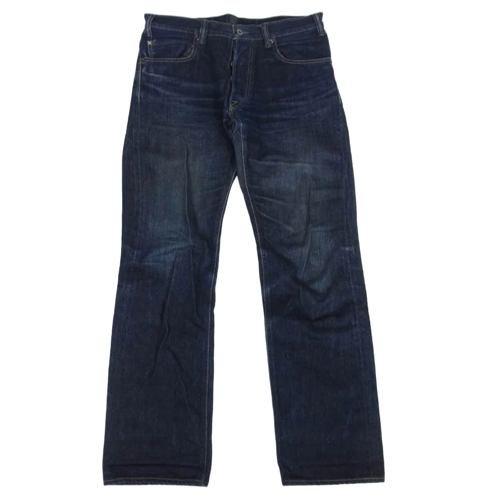 GERUGA ゲルガ GR-P-04D LOOSE STRAIGHT DENIM PANTS ボタンフライ セルビッチ 片耳 ルーズ ストレート デニム パンツ インディゴブルー系 32【中古】