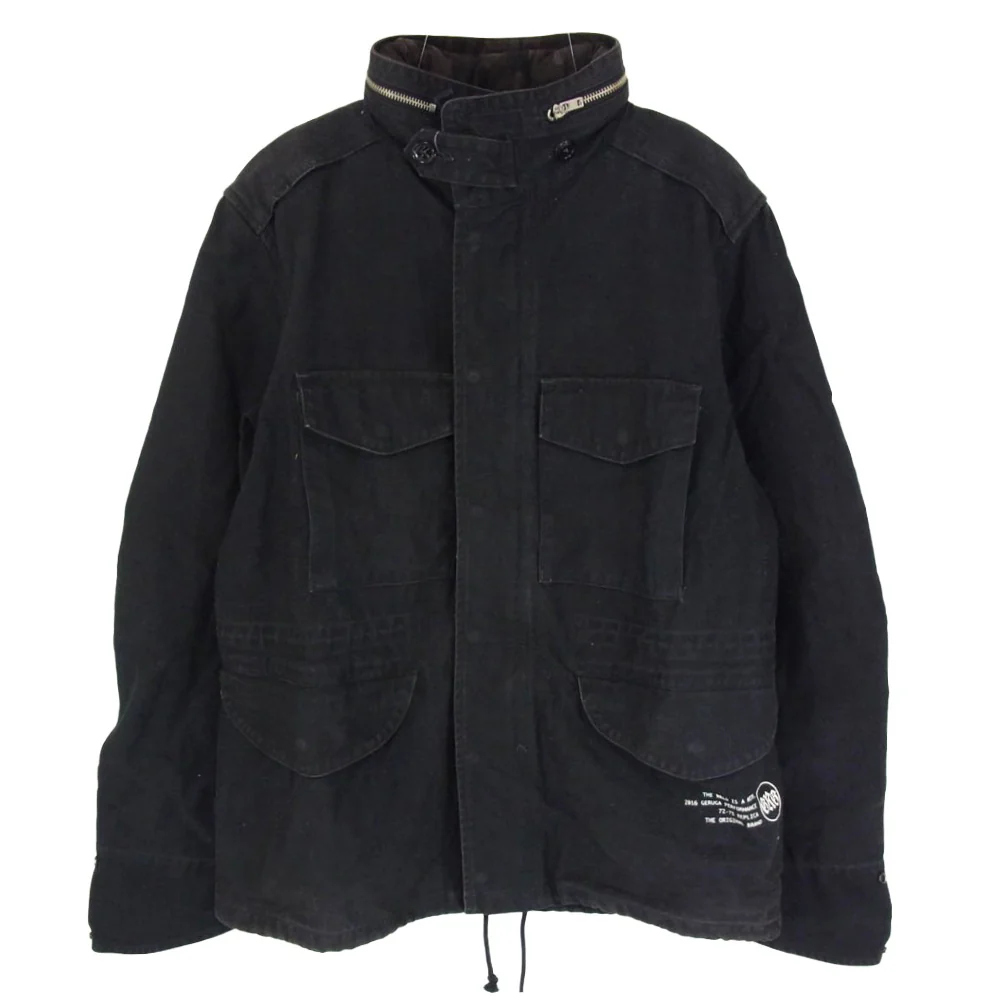 GERUGA ゲルガ GR-J-86 WIND SHELL JKT 迷彩 カモ ロゴ ミリタリー ジャケット ブラック系 4【中古】