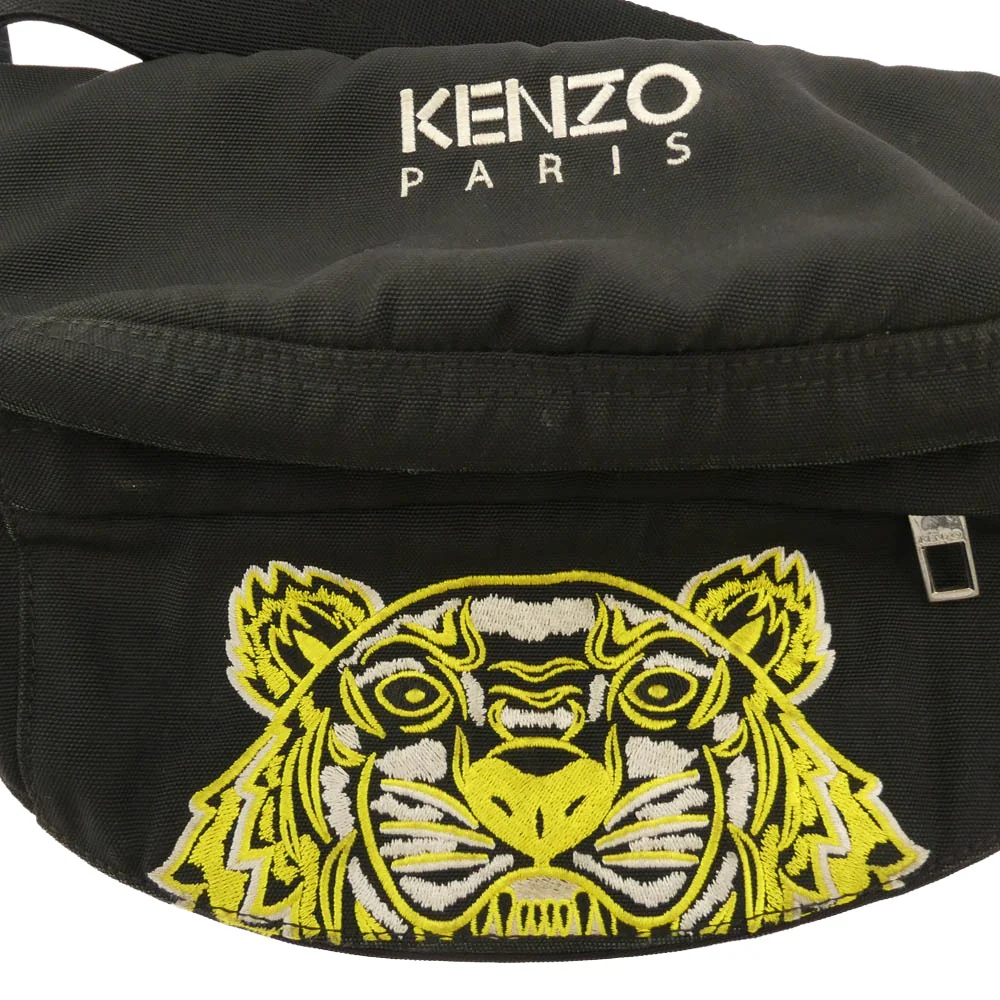 KENZO ケンゾー BL0231-FB6 タイガー ロゴ 刺繍 ウエスト ボディ バッグ ブラック系【中古】 - Image 6