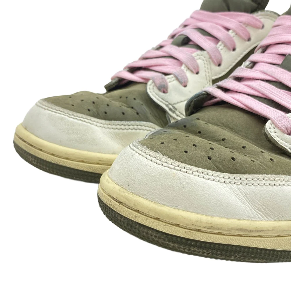 NIKE ナイキ DM7866-200 【フェイクバスターズ鑑定済】× Travis Scott Air Jordan 1 Low OG SP Reverse Olive エアジョーダン1 ロー OG SP リバースオリーブ ローカット スニーカー カーキ系 ホワイト系 26.5cm【中古】 - Image 4