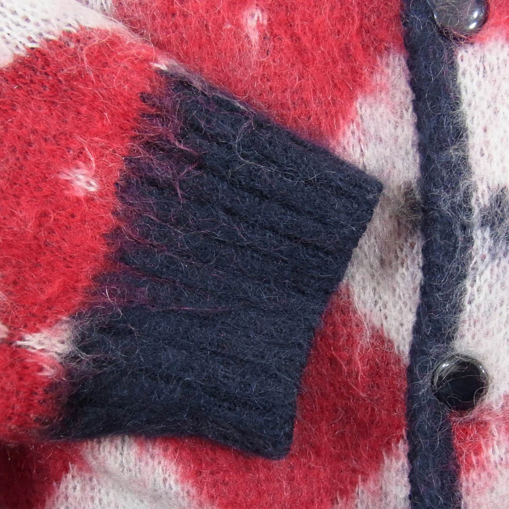 Needles ニードルス NS280 Mohair Cardigan Diamond モヘア ダイヤモンド ニット カーディガン レッド系 M【中古】 - Image 4