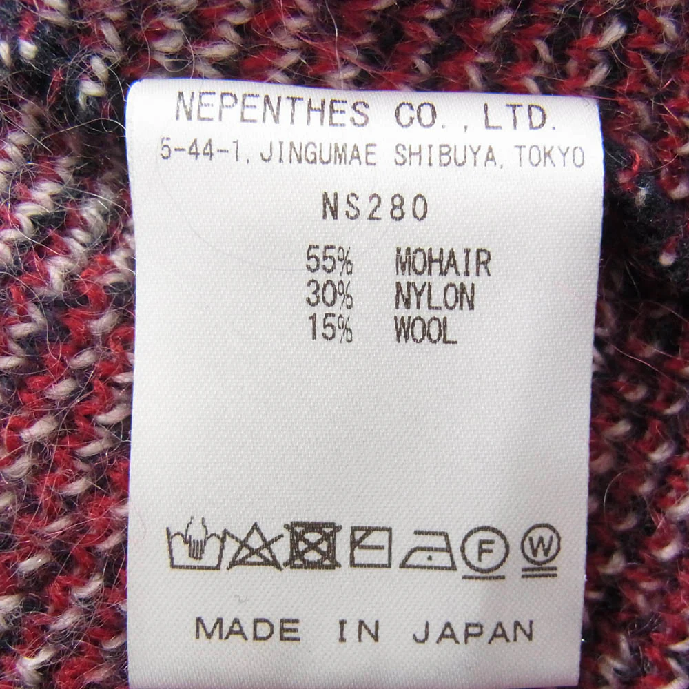 Needles ニードルス NS280 Mohair Cardigan Diamond モヘア ダイヤモンド ニット カーディガン レッド系 M【中古】 - Image 6
