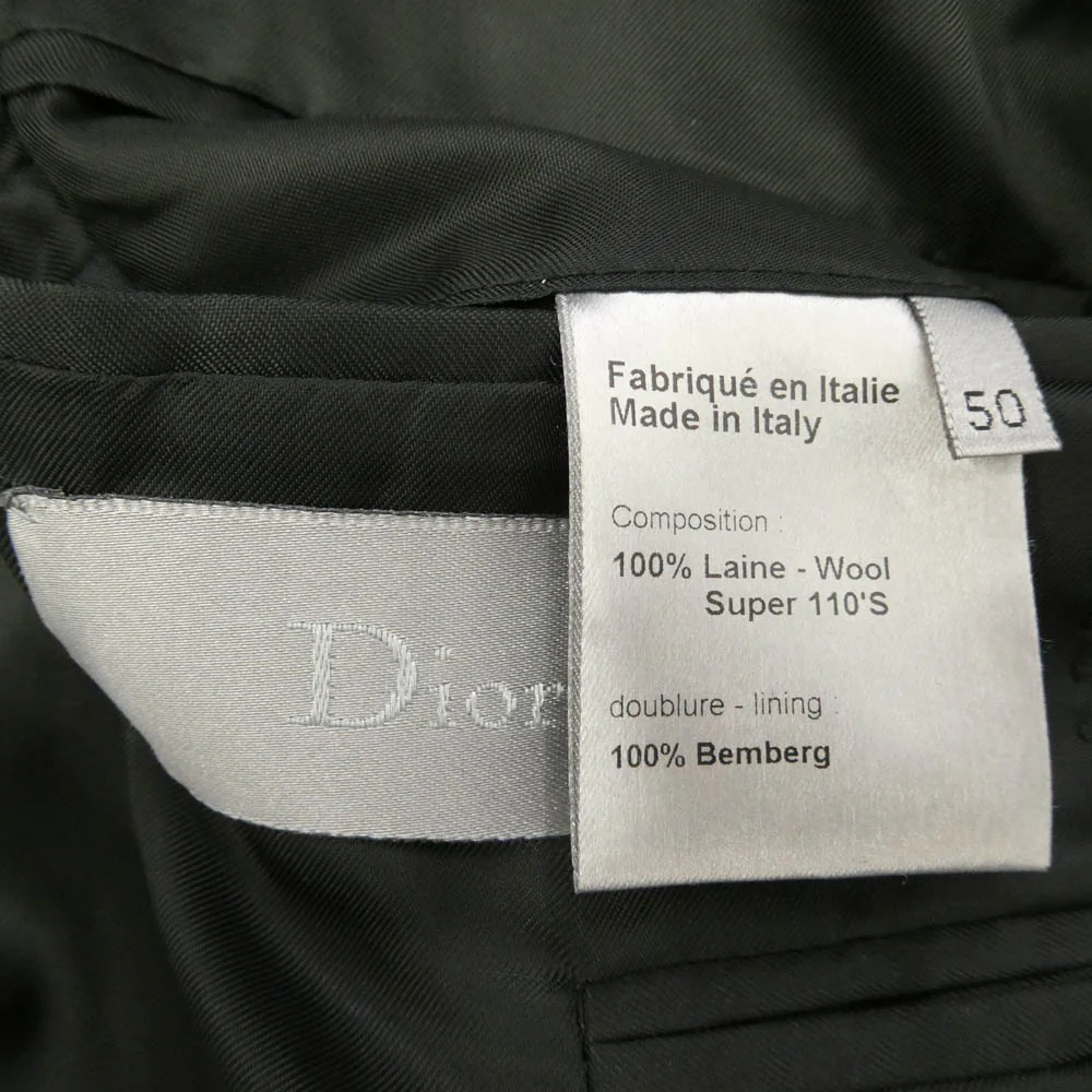DIOR HOMME ディオールオム 08SS 8E3170450624 ウール ストライプ 2B シングル テーラード ジャケット スラックス パンツ セットアップ ブラック系 50【中古】 - Image 8