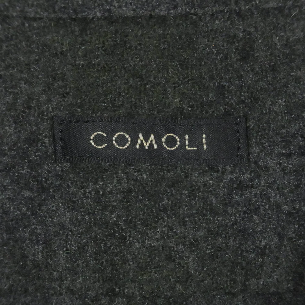 COMOLI コモリ 20AW S03-02008 カシミヤ混ウール チェック オープンカラー シャツ ダークグレー系 2【中古】 - Image 5