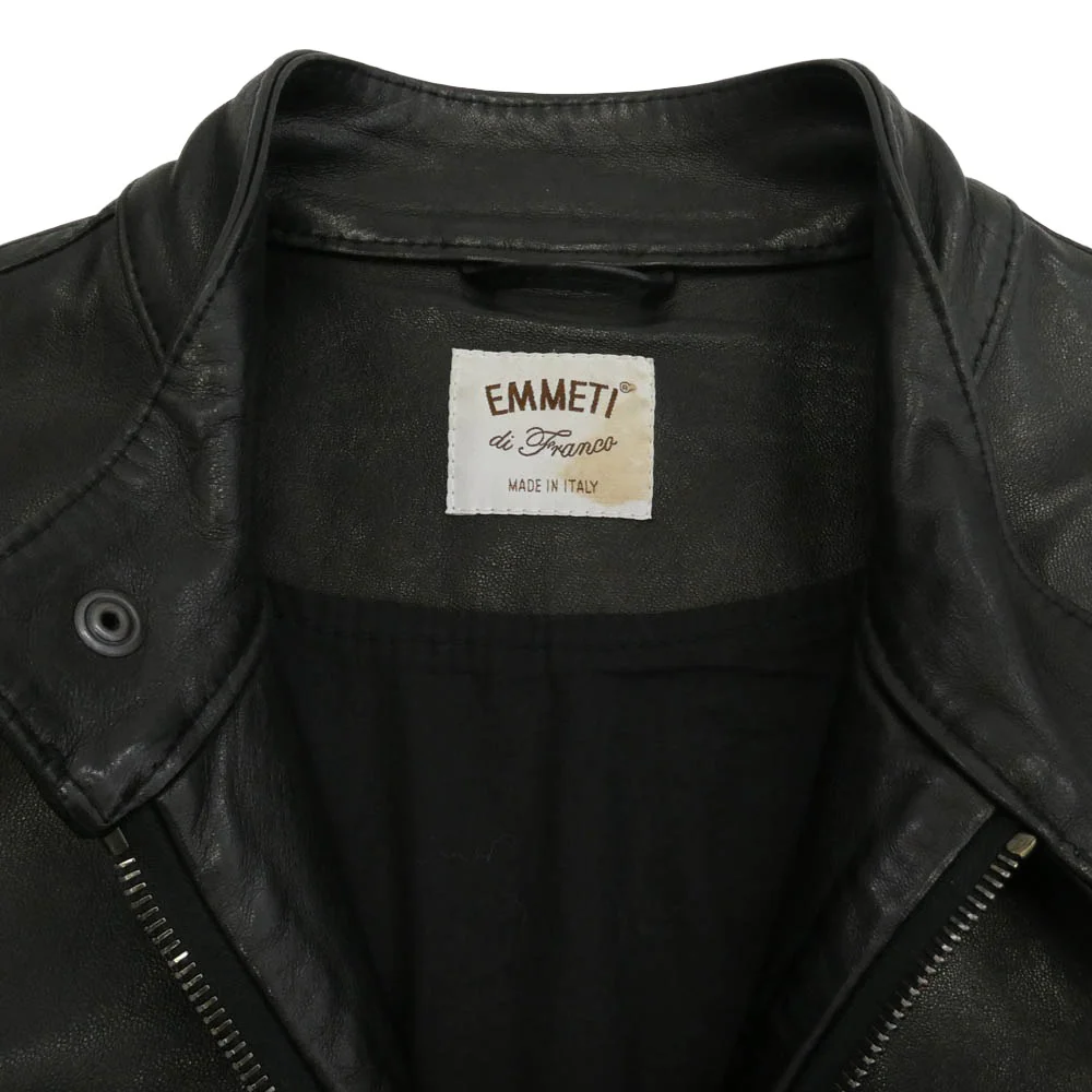 EMMETI エンメティ JURI ラムスキン レザー シングルライダースジャケット ブラック系 48【中古】 - Image 3