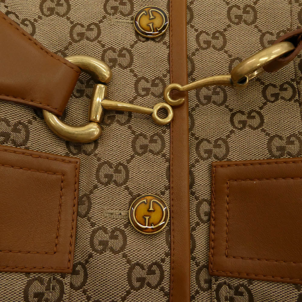 GUCCI グッチ GGキャンバス シェリーライン レザー ジャケット ライトブラウン系 マルチカラー系 40【新古品】【未使用】【中古】 - Image 7