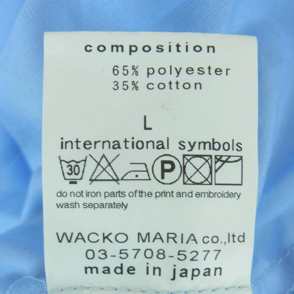 WACKO MARIA ワコマリア WORK SHIRT GP SOUL REBEL バック刺繍 半袖 ワーク シャツ 日本製 ライトブルー系 L【中古】 - Image 6