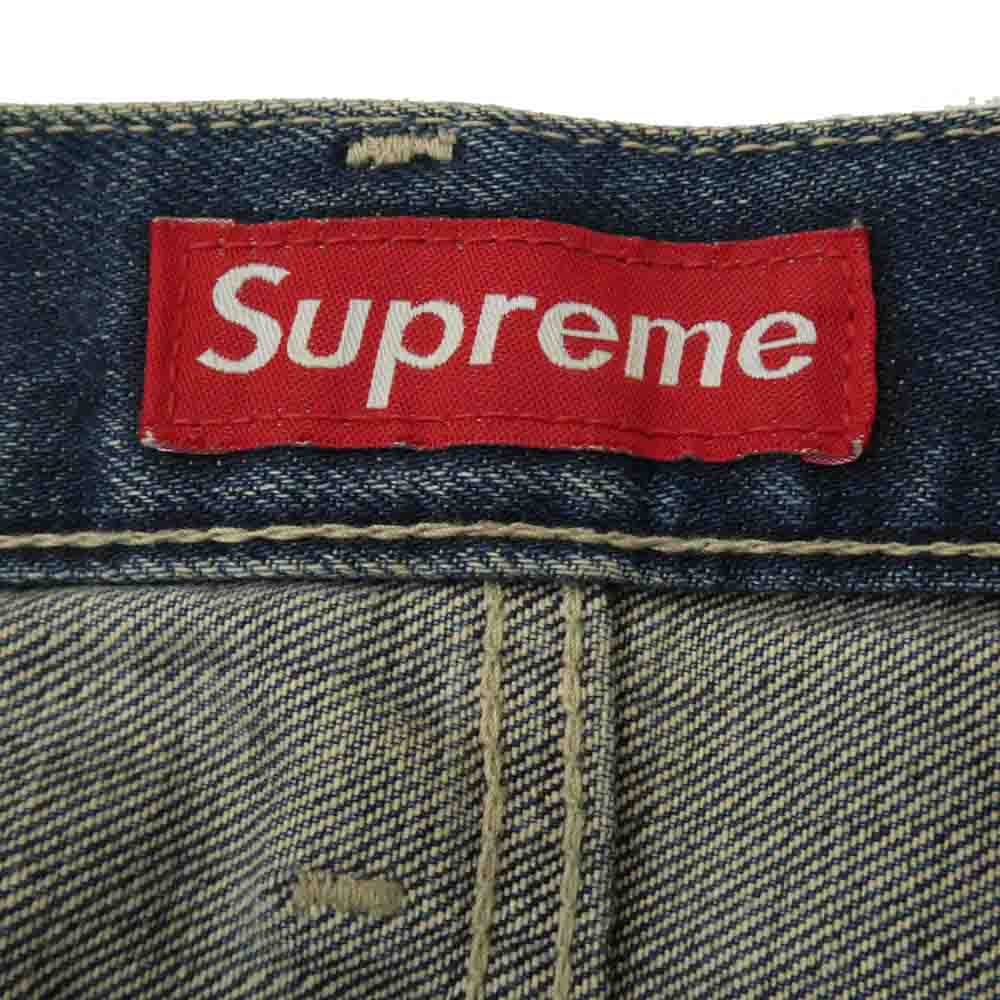 Supreme シュプリーム DCSP-PT-01 【フェイクバスターズ鑑定済】 × NEIGHBORHOOD ネイバーフッド SAVEGE DENIM BASIC STRAIGHT リペア加工 サベージ デニム パンツ ベーシックストリート インディゴブルー系 S【中古】 - Image 4