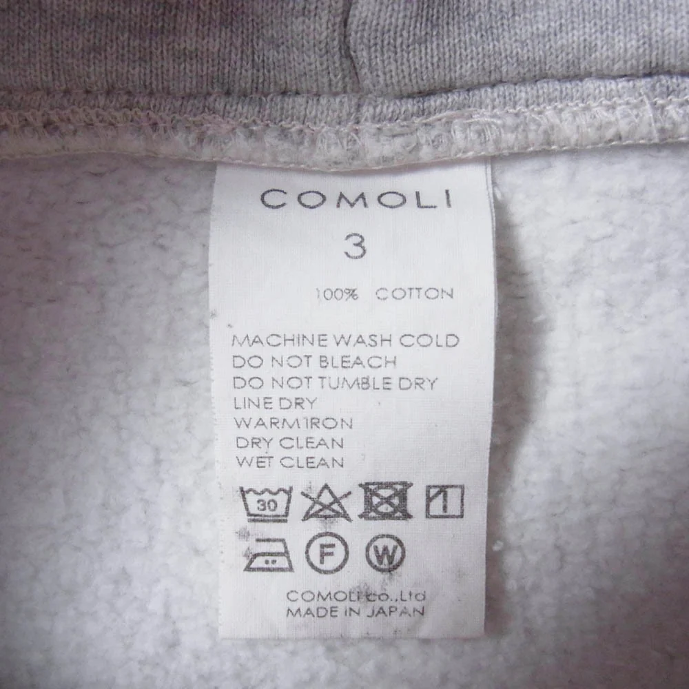 COMOLI コモリ 21AW U03-05002 コットン 吊裏毛 プルオーバー パーカー フーディー グレー系 3【中古】 - Image 5