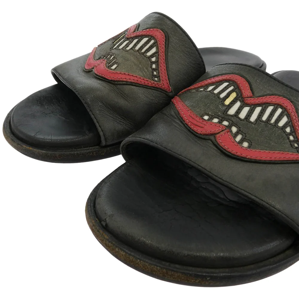 CHROME HEARTS クロムハーツ（原本無） MATTY BOY CHOMPER SLIDE マッティボーイ チョンパー レザースライド サンダル ブラック系 37【中古】 - Image 4