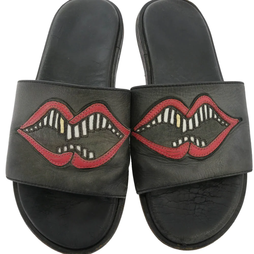 CHROME HEARTS クロムハーツ（原本無） MATTY BOY CHOMPER SLIDE マッティボーイ チョンパー レザースライド サンダル ブラック系 37【中古】 - Image 5