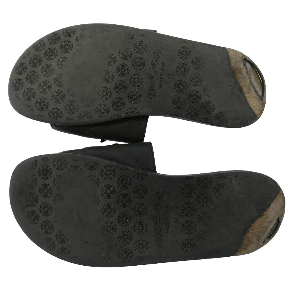 CHROME HEARTS クロムハーツ（原本無） MATTY BOY CHOMPER SLIDE マッティボーイ チョンパー レザースライド サンダル ブラック系 37【中古】 - Image 6