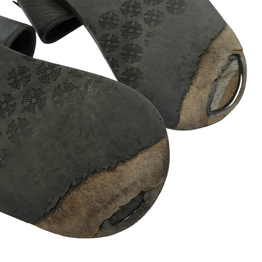 CHROME HEARTS クロムハーツ（原本無） MATTY BOY CHOMPER SLIDE マッティボーイ チョンパー レザースライド サンダル ブラック系 37【中古】 - Image 9