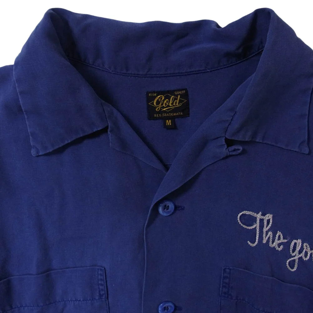 GOLD ゴールド GL35752 Rayon Bowling Shirt レーヨン ボーリング 半袖 シャツ ブルー系 M【中古】 - Image 3