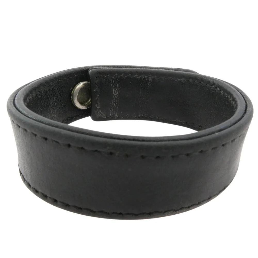 CHROME HEARTS クロムハーツ（原本無） 3BTN 2SNP クロスボール 3ボタン2スナップ レザーブレスレット ブラック系 シルバー系【中古】 - Image 3