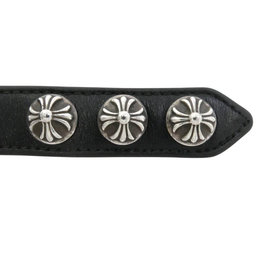 CHROME HEARTS クロムハーツ（原本無） 3BTN 2SNP クロスボール 3ボタン2スナップ レザーブレスレット ブラック系 シルバー系【中古】 - Image 4