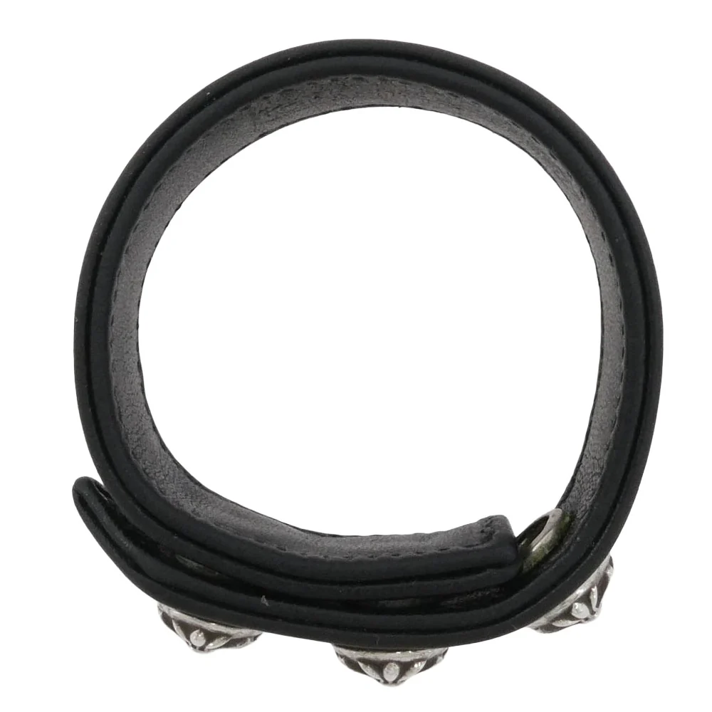 CHROME HEARTS クロムハーツ（原本無） 3BTN 2SNP クロスボール 3ボタン2スナップ レザーブレスレット ブラック系 シルバー系【中古】 - Image 8