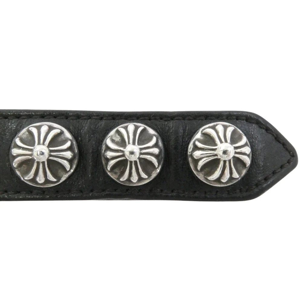 CHROME HEARTS クロムハーツ（原本無） 3BTN 2SNP クロスボール 3ボタン2スナップ レザーブレスレット ブラック系 シルバー系【中古】 - Image 4
