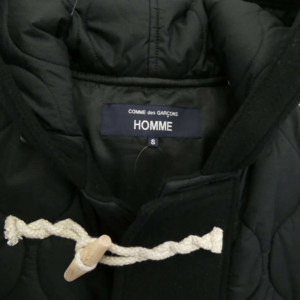 COMME des GARCONS HOMME コムデギャルソンオム 25AW HP-C007 AD2025 ウール メルトン ナイロン リップ キルト ダッフルコート ブラック系 S【美品】【中古】 - Image 3