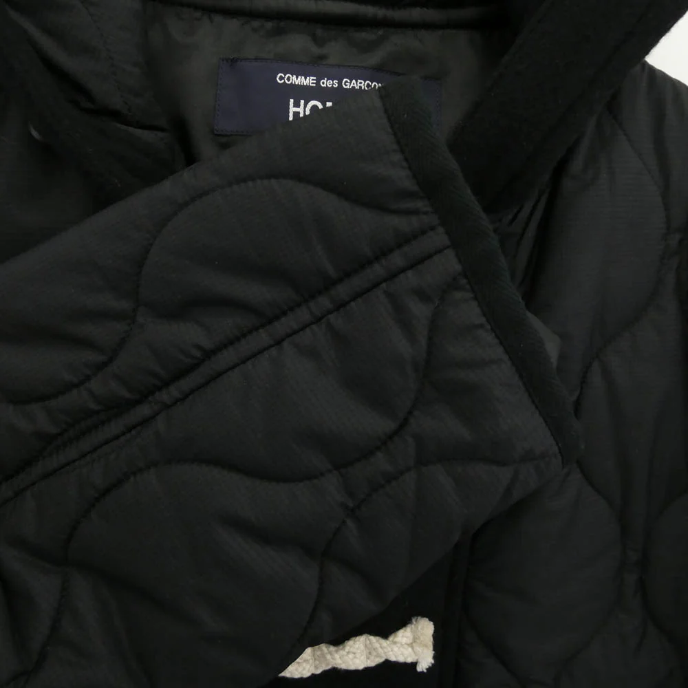 COMME des GARCONS HOMME コムデギャルソンオム 25AW HP-C007 AD2025 ウール メルトン ナイロン リップ キルト ダッフルコート ブラック系 S【美品】【中古】 - Image 4