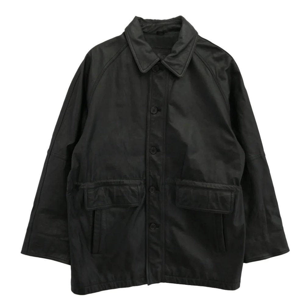 エーエスレザーウェア AS LEATHER WEAR 牛革 レザー カーコート ジャケット ブラック系 M【中古】