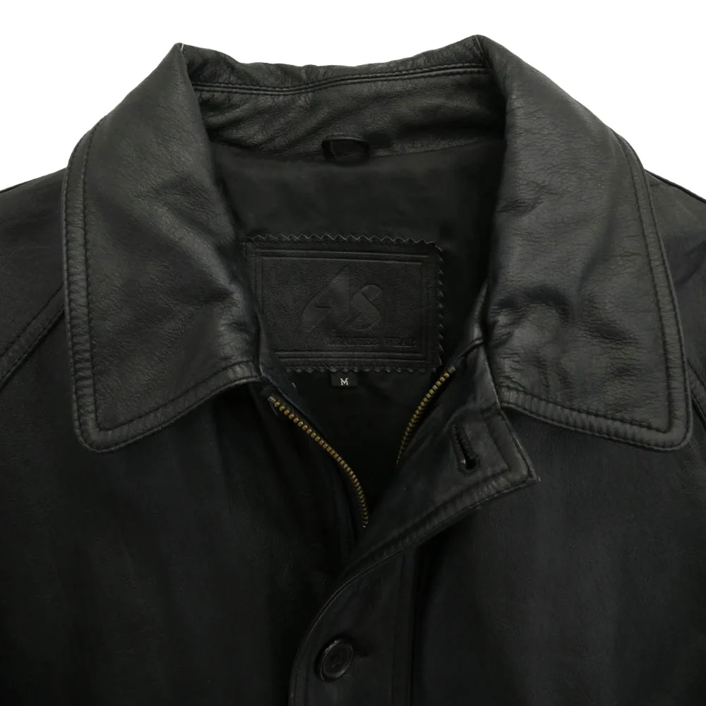 エーエスレザーウェア AS LEATHER WEAR 牛革 レザー カーコート ジャケット ブラック系 M【中古】 - Image 3