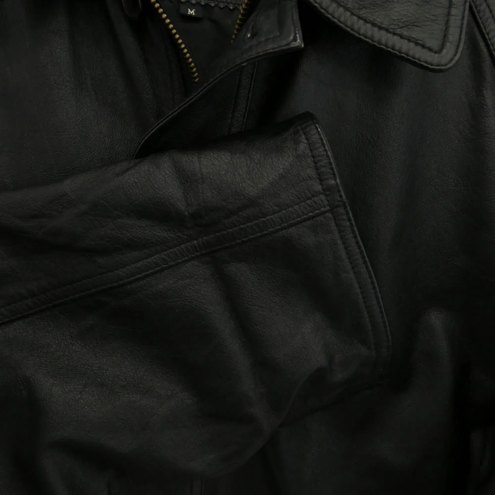 エーエスレザーウェア AS LEATHER WEAR 牛革 レザー カーコート ジャケット ブラック系 M【中古】 - Image 4