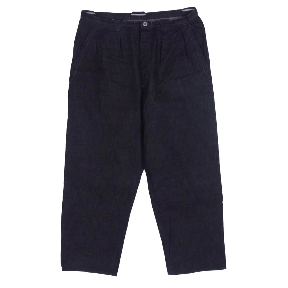 モチーフエムエフジー 23AW 2タック ボタンフライ デニム パンツ ブラック系 34【中古】