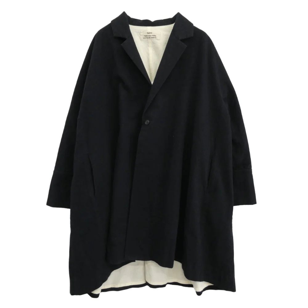 カヴァル A-line over coat Aライン ウール カシミア オーバーコート ネイビー系 M【中古】