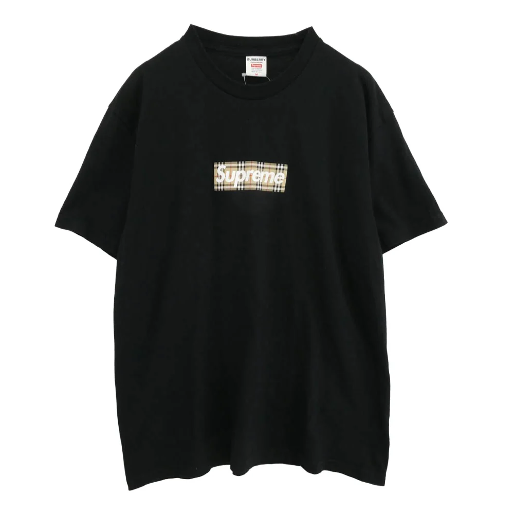 Supreme シュプリーム Box Logo Tee バーバリー ボックスロゴ クルーネック 半袖Tシャツ カットソー ブラック系 M【中古】