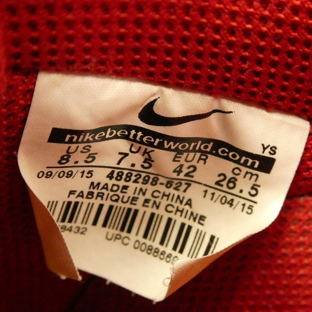 NIKE ナイキ 488298-627 Air Force 1 Low Gym Red エアフォース1 ロー ジムレッド スニーカー レッド系 26.5cm【中古】 - Image 8