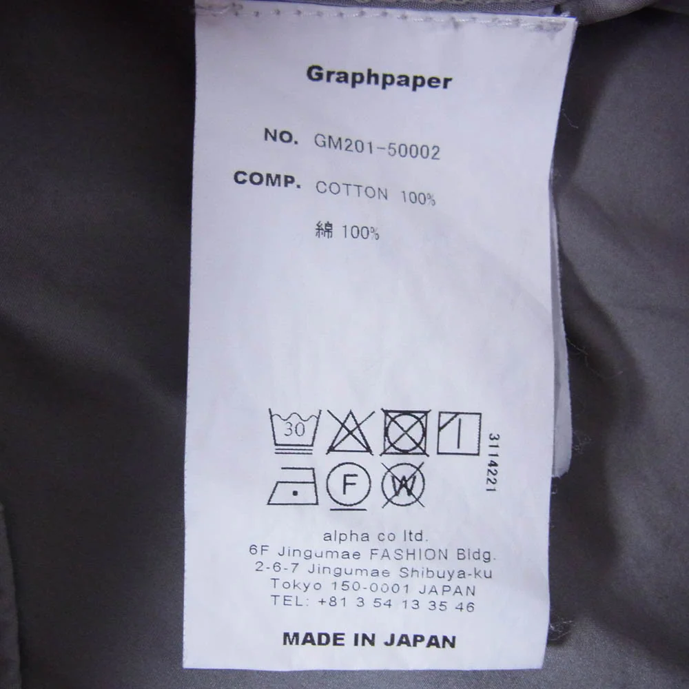 GRAPHPAPER グラフペーパー GM201-50002 Garment Dyed Poplin ガーメントダイ ポプリン 長袖 シャツ グレー系 2【中古】 - Image 6
