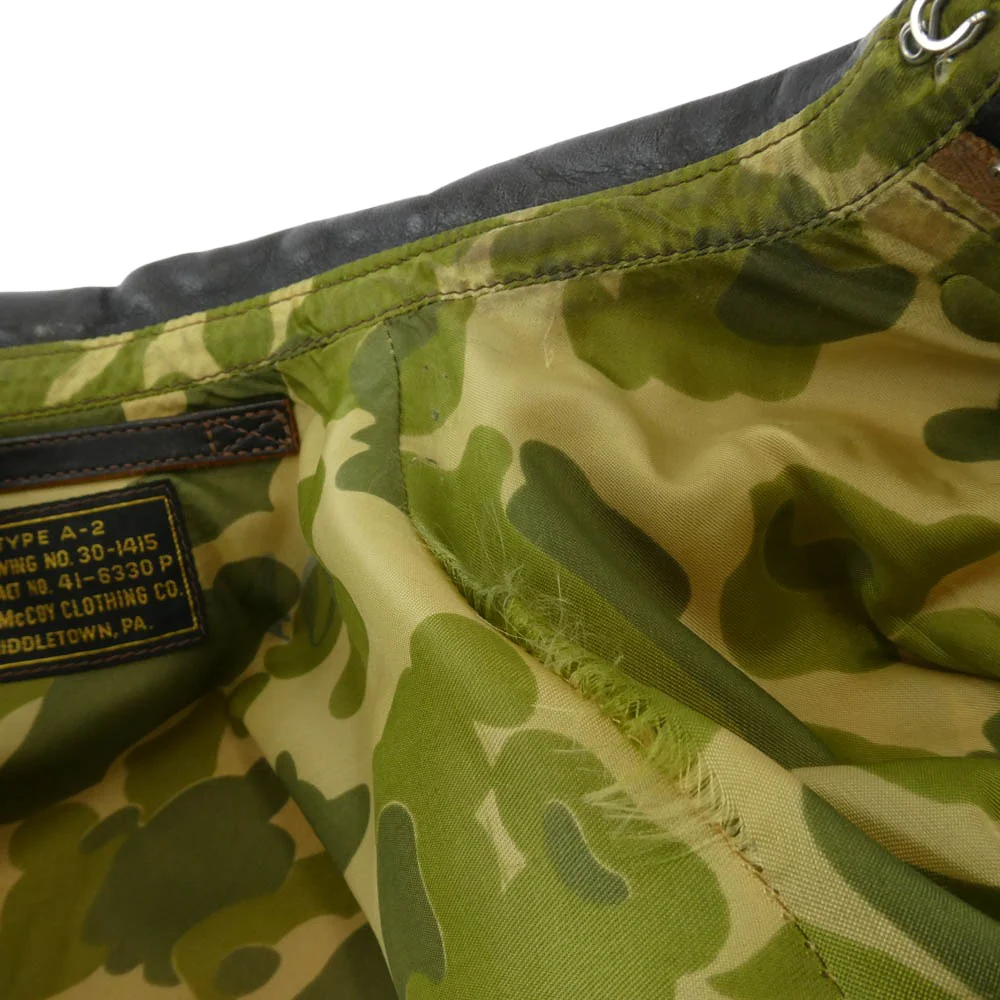The REAL McCOY'S ザリアルマッコイズ TYPE A-2 PARACHUTE CAMOUFLAGE LINING ホースハイド パラシュートライニング カモ柄 フライト ミリタリー ジャケット ダークブラウン系 40【中古】 - Image 6