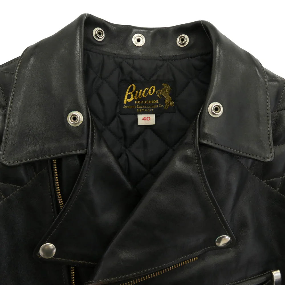 The REAL McCOY'S ザリアルマッコイズ BUCO J-82 PADDED JACKET 茶芯 ホースハイド パデッド ダブル ライダース ジャケット ブラック系 40【中古】 - Image 3
