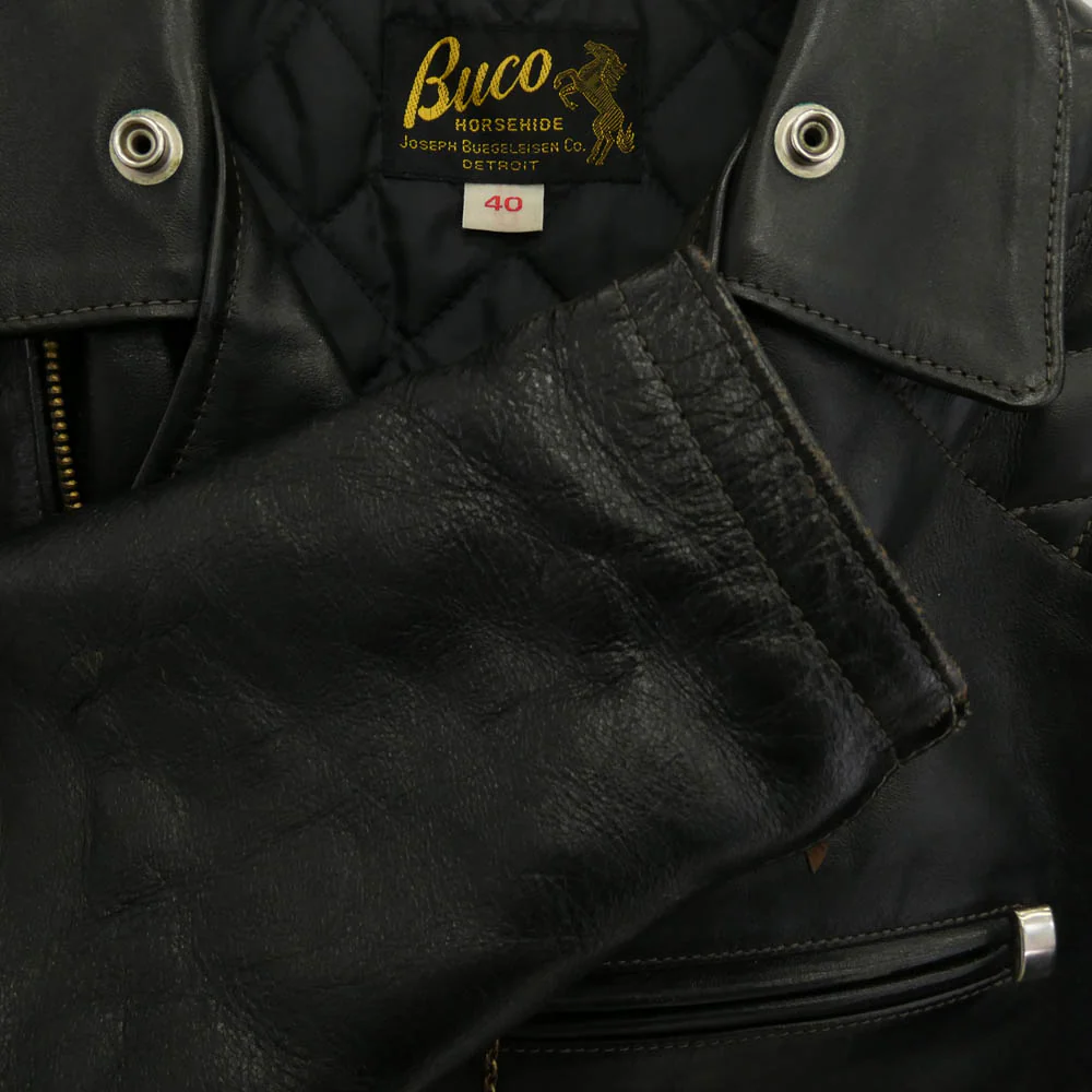 The REAL McCOY'S ザリアルマッコイズ BUCO J-82 PADDED JACKET 茶芯 ホースハイド パデッド ダブル ライダース ジャケット ブラック系 40【中古】 - Image 4